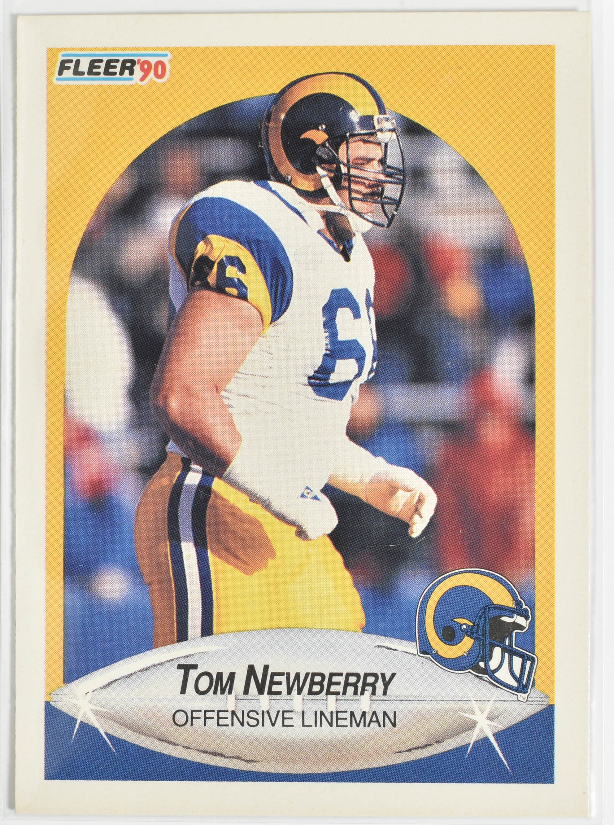 Tom Newberry 43 Fleer 1990 Rams Football Card