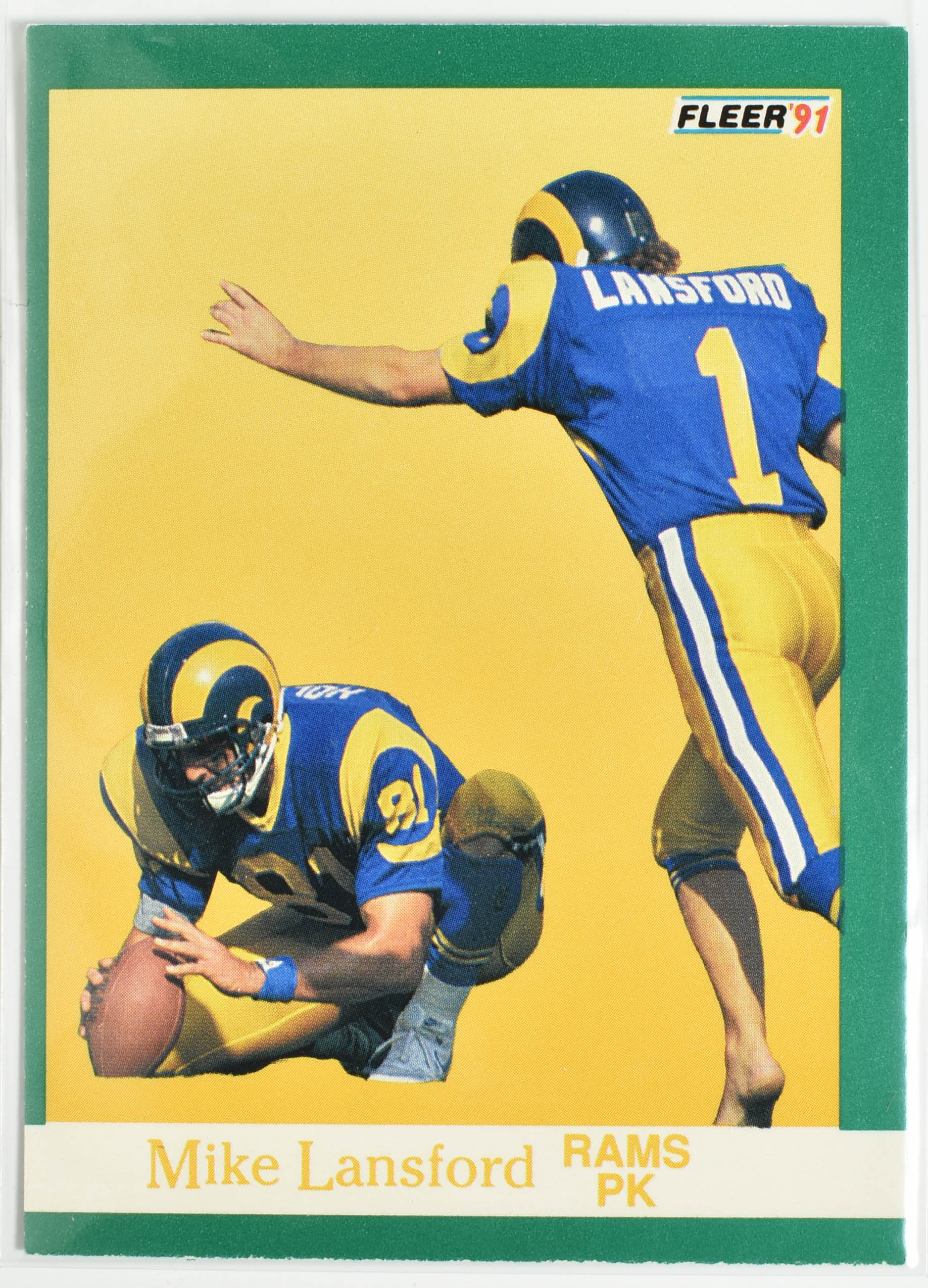 Mike Lansford 271 Fleer 1991 Rams Football Card