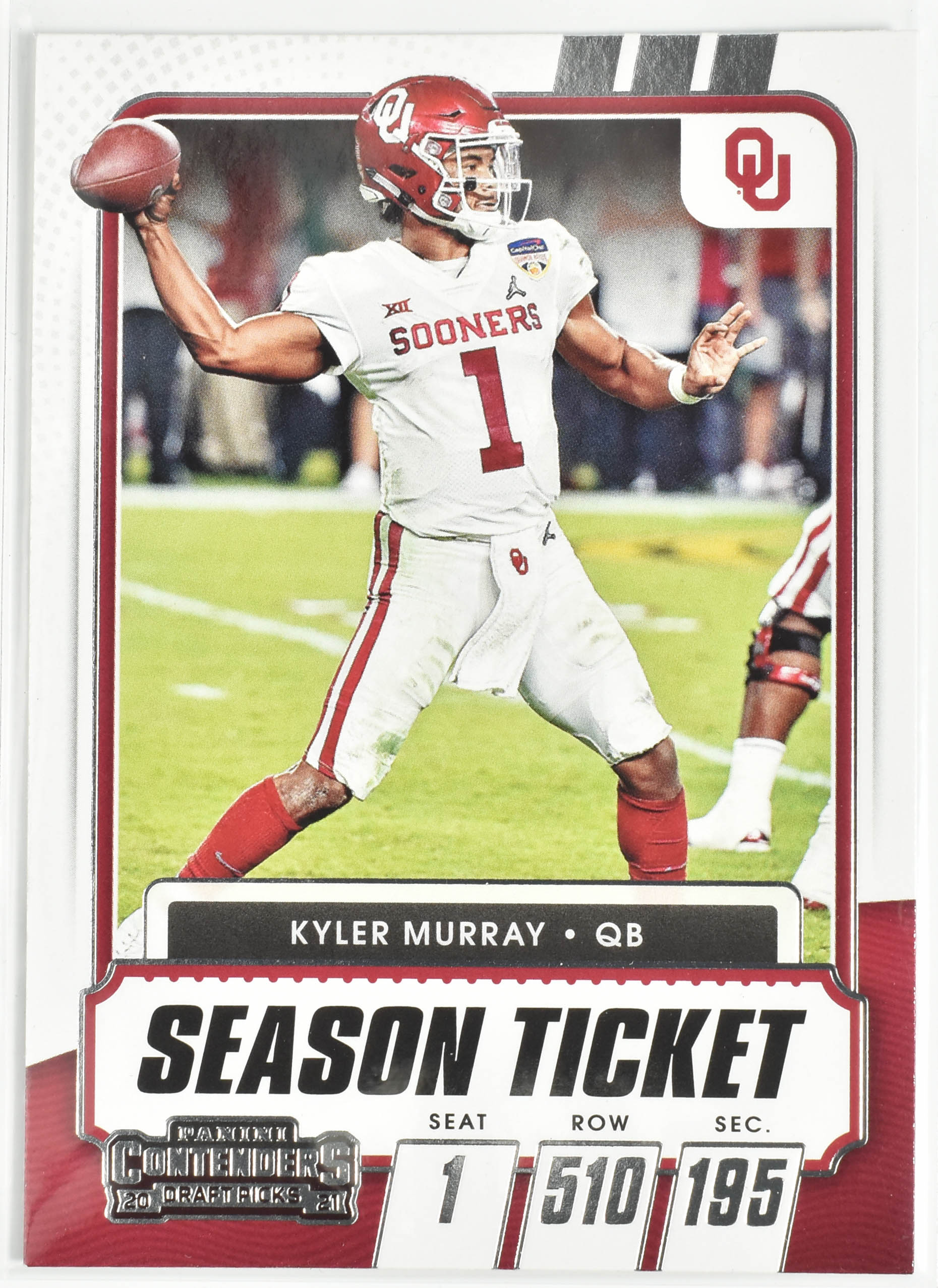 Kyler Murray No. 15 OU Sooners Panini Contenders 2021 Draft Picks Season Ticket