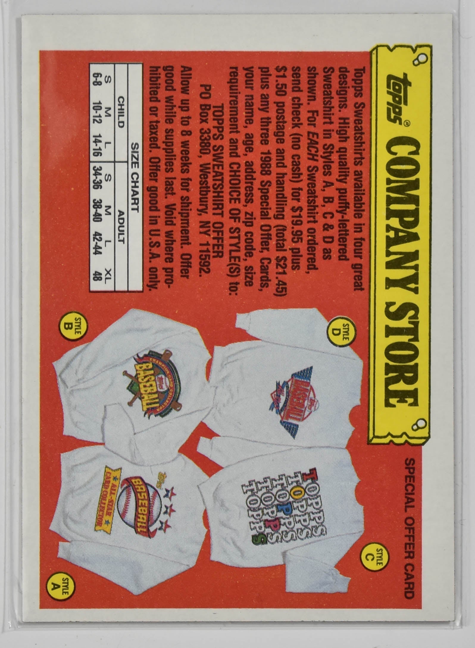 Topps Company Store Special Offer Card