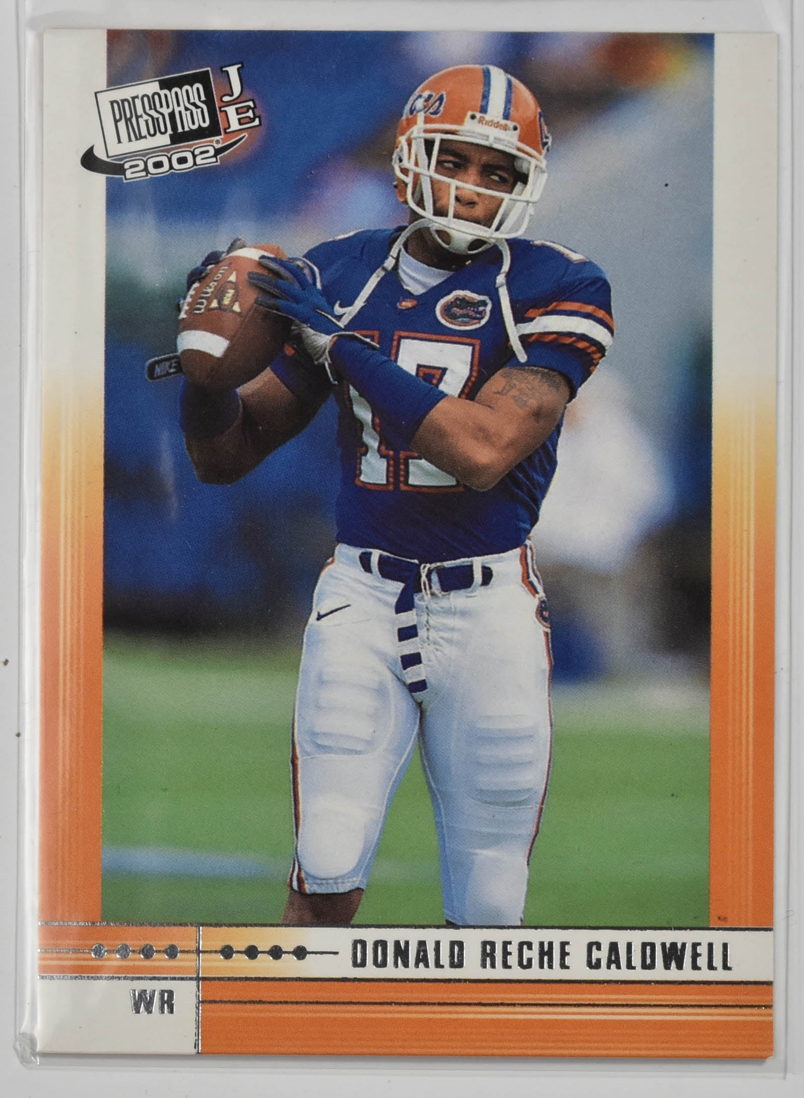 Donald Reche Caldwell 27 Press Pass 2002 Football Card