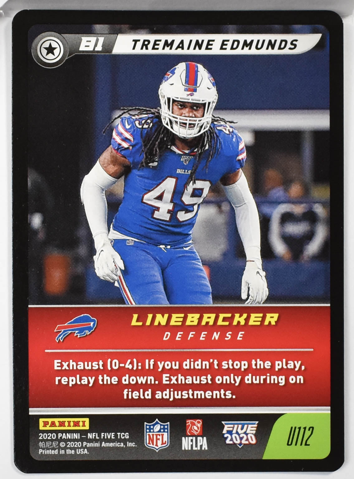 Tremaine Edmunds U112 Linebacker Panini NFL FIVE TCG 2020