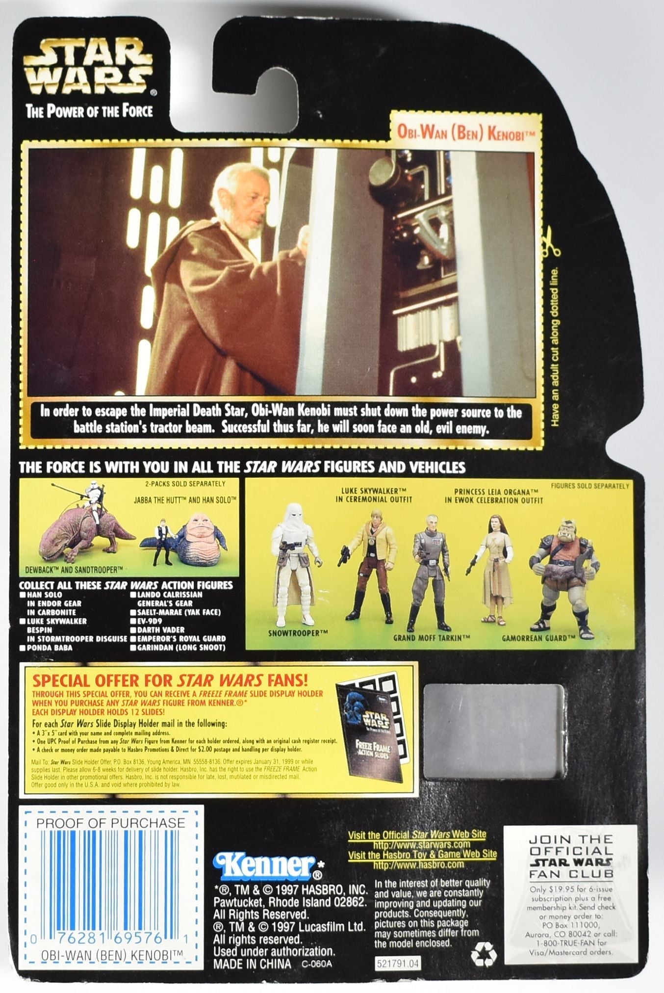 Star Wars Power of the Force Freeze Frame Kenner Action Figure Obi Wan Kenobi BEN