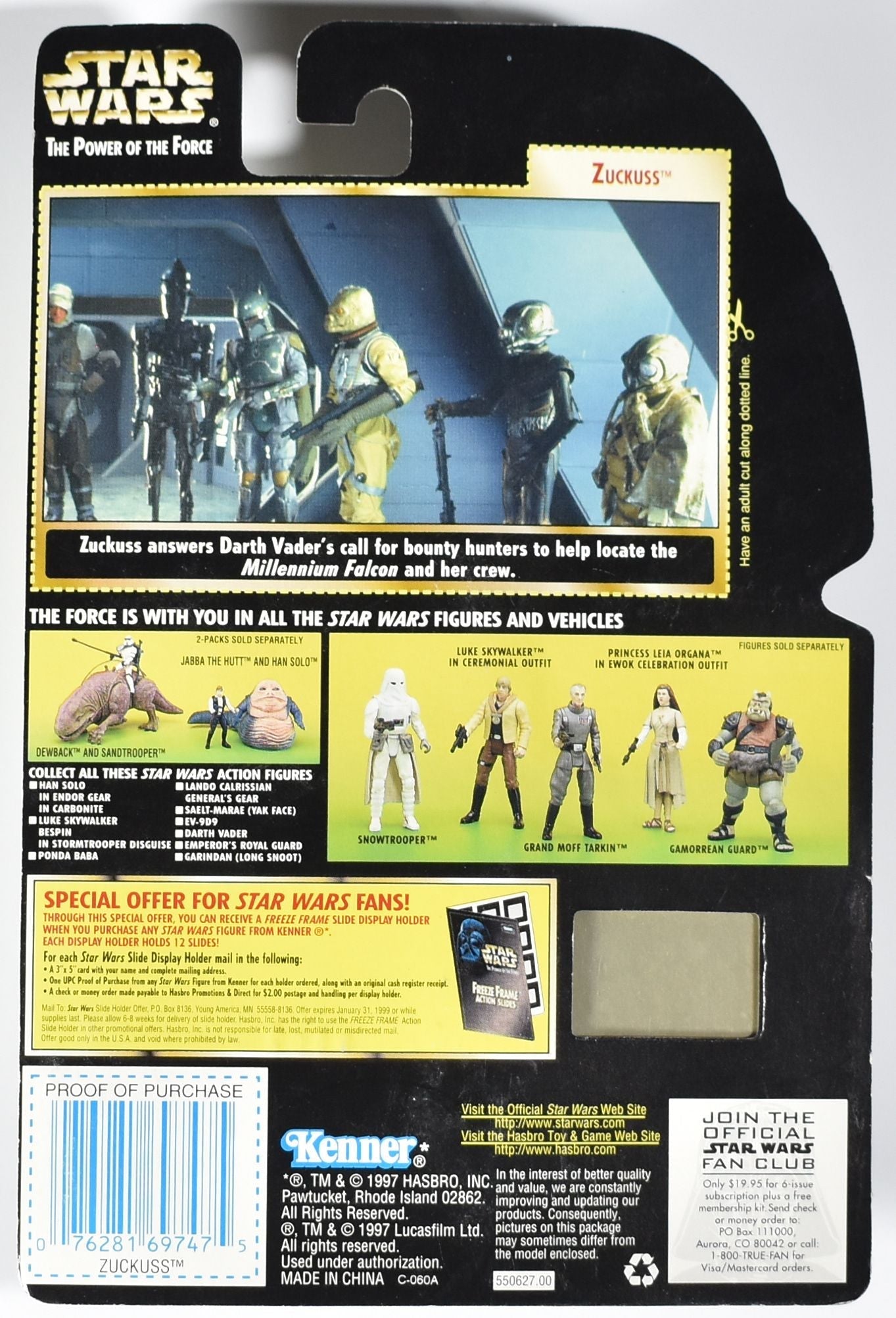 Star Wars Power of the Force Freeze Frame Kenner Action Figure Zuckuss 