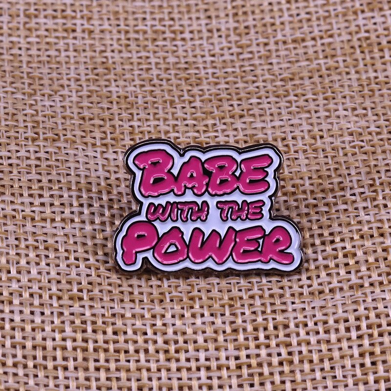 Baby Power Brooch Cute Pink Letter Badge