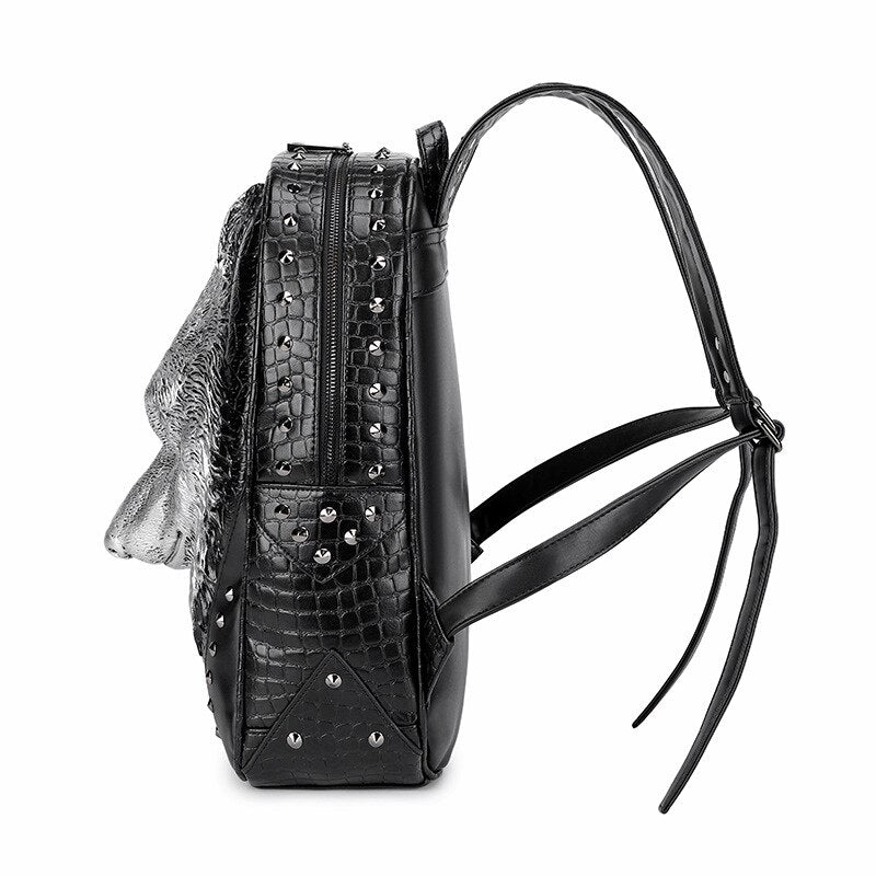 2021 New Street Trend Men Backpack Male 3D Stereo Wolf Head Shoulder Bag Leather Portable Computer Bags for Women Travel Bagpack
