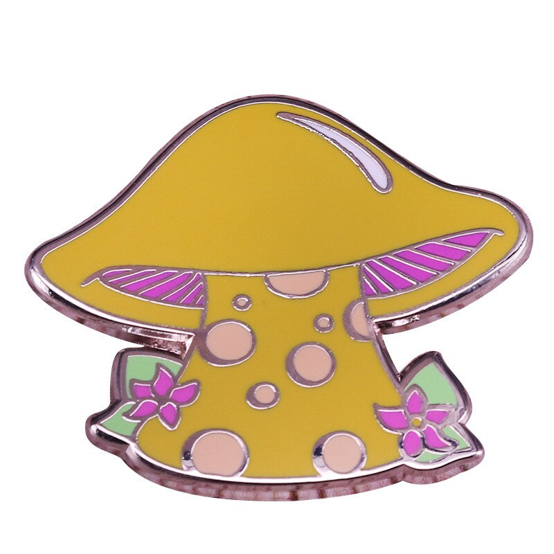 Cute Yellow mushroom brooch cartoon plant badge nature lover accessory