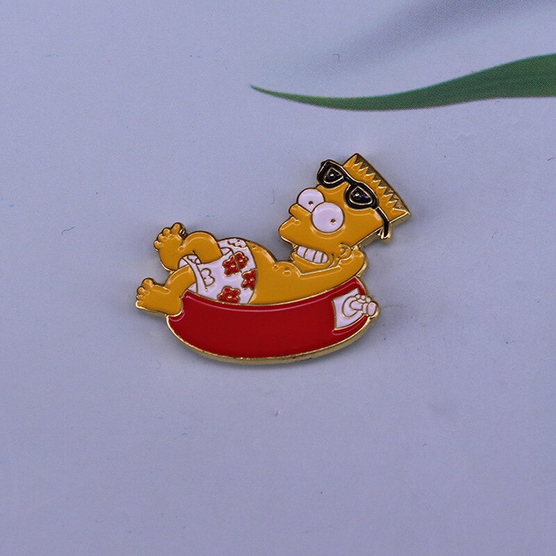 Bart Simpson sunbathing Brooch animated sitcom inspiration Badge