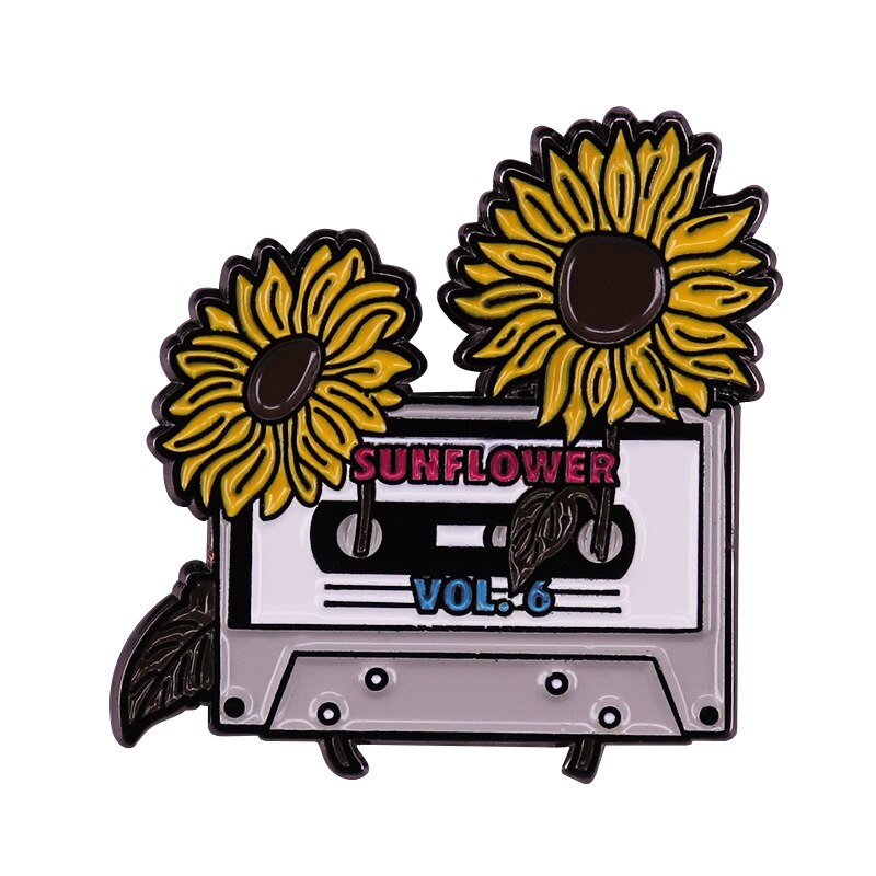 Fashion Sunflower Vol. 6 Retro Tape Brooch Beautiful Sunflower Badge