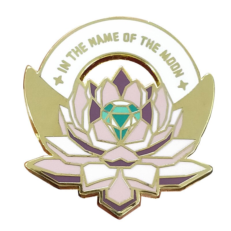 Crystal moon turned brooch beautiful fantasy anime badge