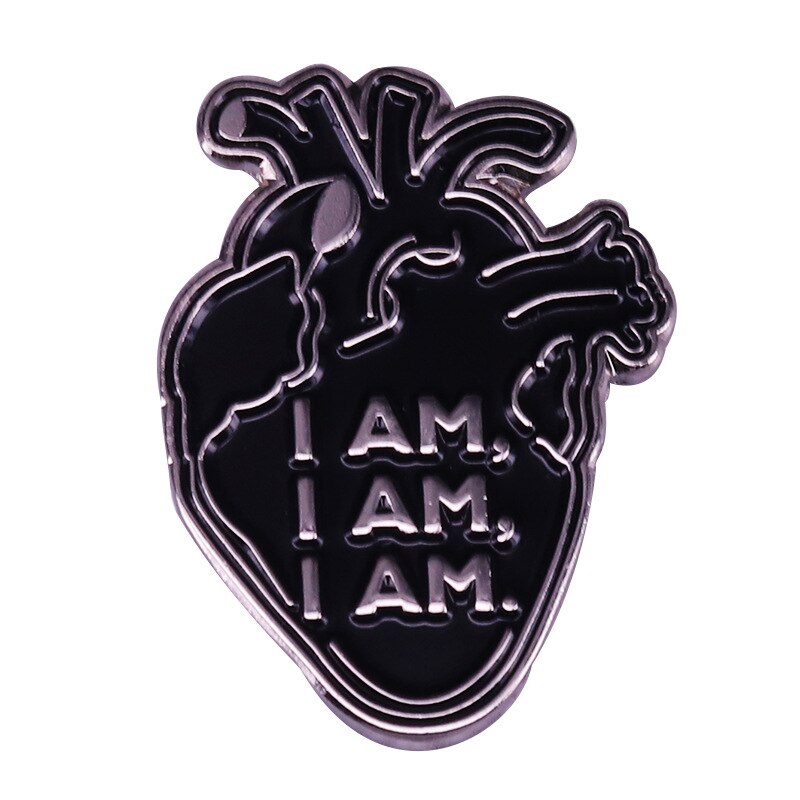 Black anatomical heart brooch gothic art badge