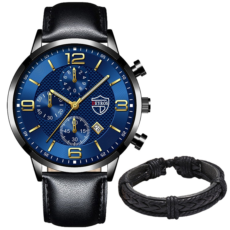 Fashion Brand Men's Watches Luxury Men Leather Quartz WristWatch  Leather Bracelet Watch Sports Casual Male Luminous Clock