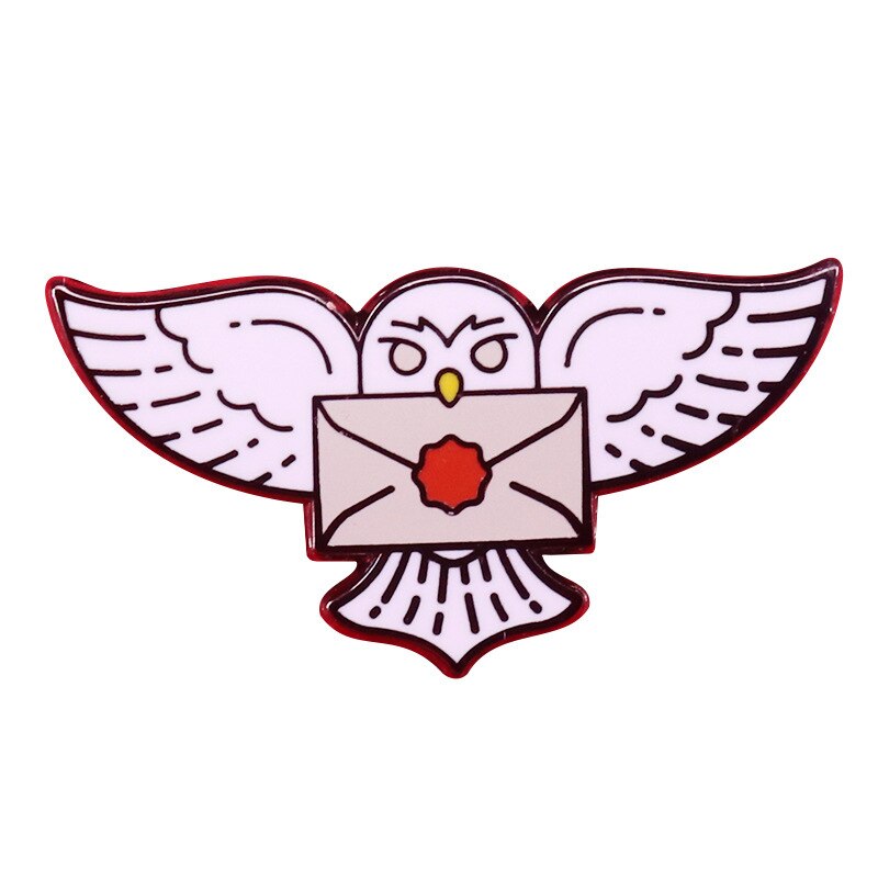 Cute owl holding an envelope brooch