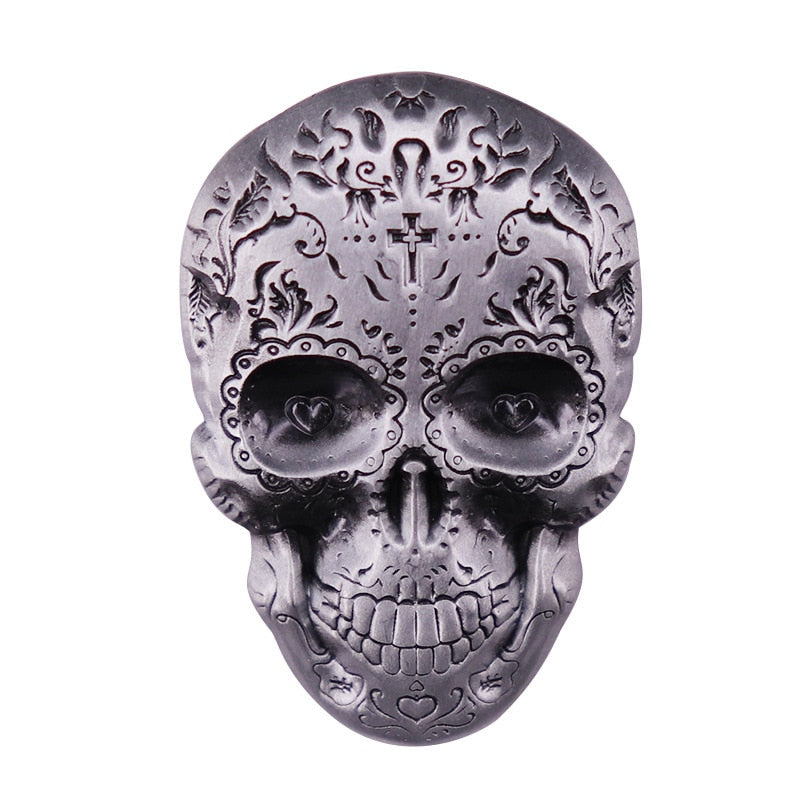 Embossed Art Skull Brooch Gothic Horror Skull Badge