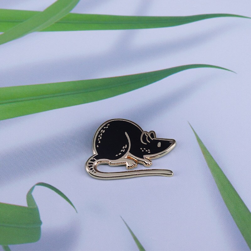 Black mouse brooch cute pet badge fun shirt jacket accessories