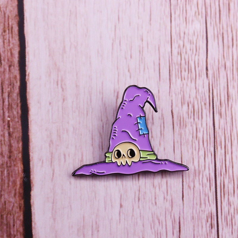 Magic Sorting Hat Brooch Skull Badge
