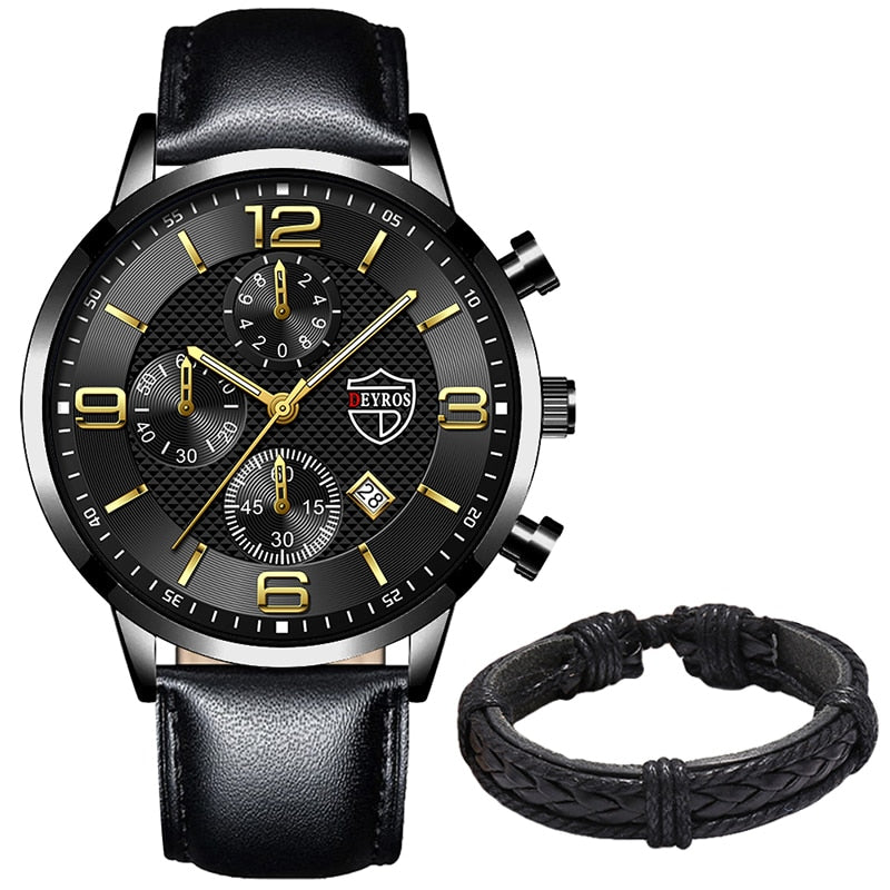 Fashion Brand Men's Watches Luxury Men Leather Quartz WristWatch  Leather Bracelet Watch Sports Casual Male Luminous Clock
