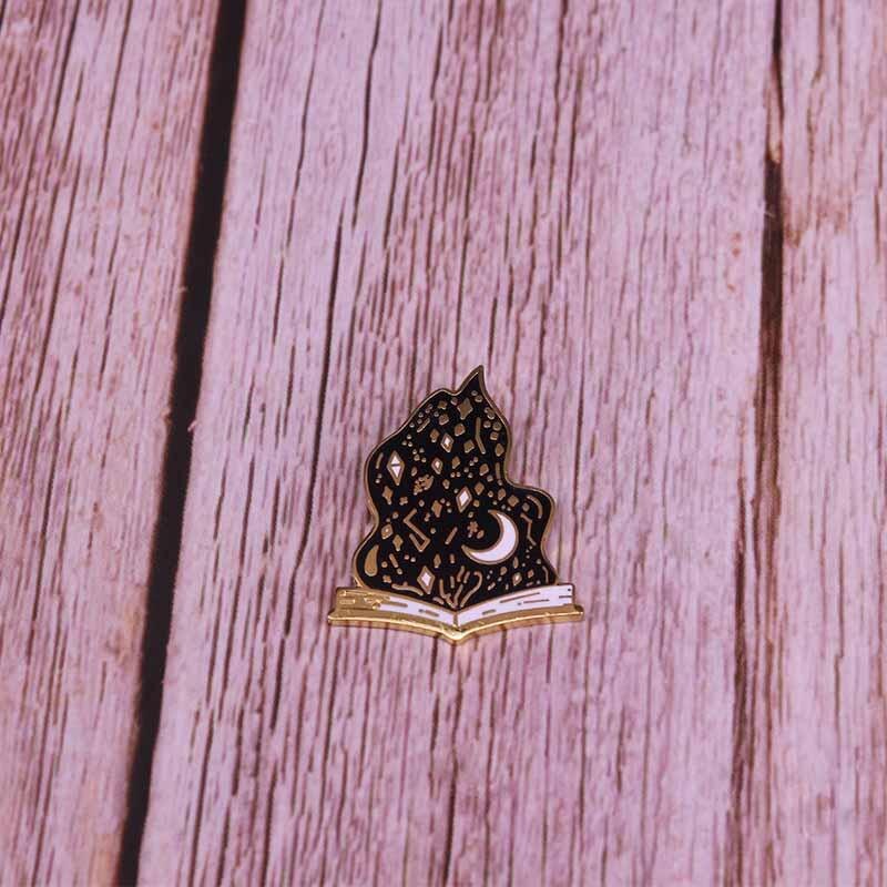 Black flame magic book brooch magic sorcery badge