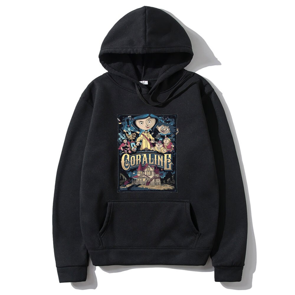 Tim Burton Neil Gaiman Nightmare Before Christmas Goth Dark Men Women Hoodie Coraline Print Hoodies Fashion Sweatshirt Swag