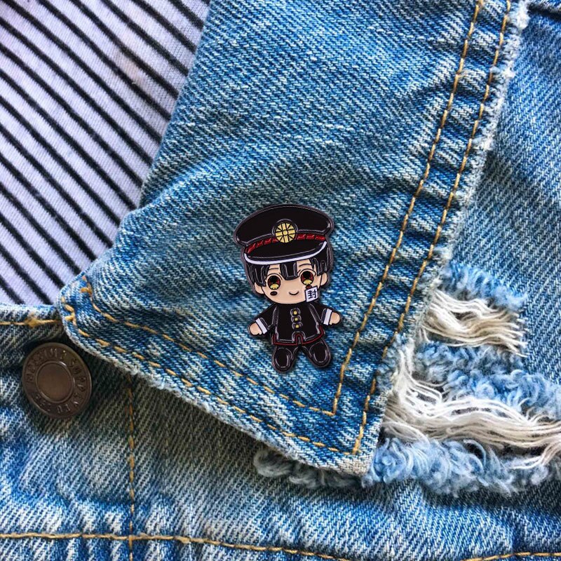 Cartoon anime boy Hanako-kun brooch Japanese fantasy manga badge