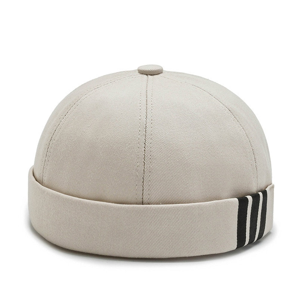 Men Women Retro Dome Melon Brimless Beanie Cap Unisex Skullcap Sailor Cotton Mechanic Trendy Color Elastic Panels Docker Hat