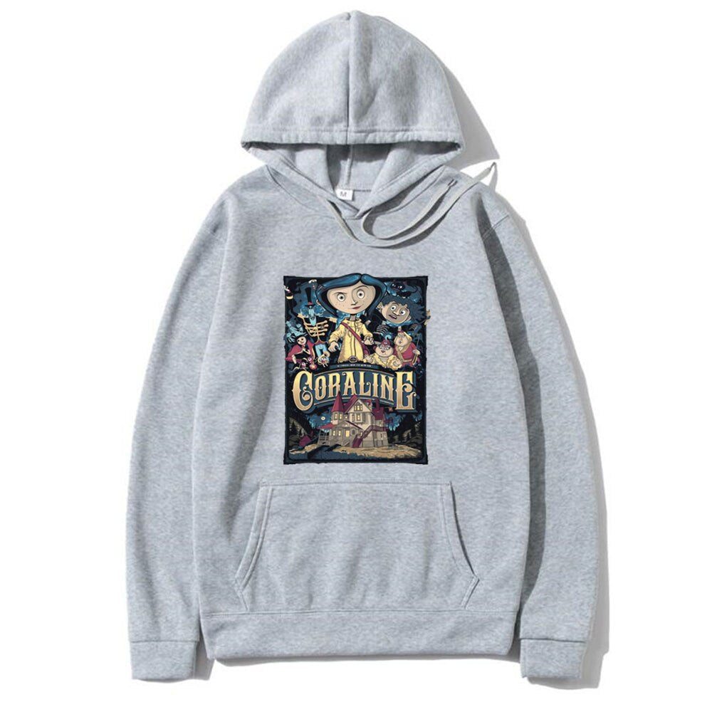 Tim Burton Neil Gaiman Nightmare Before Christmas Goth Dark Men Women Hoodie Coraline Print Hoodies Fashion Sweatshirt Swag