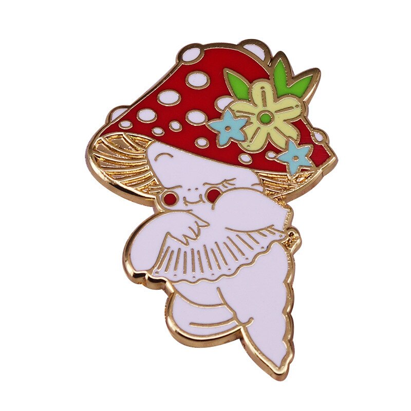 Cute mushroom baby brooch cartoon red mushroom badge