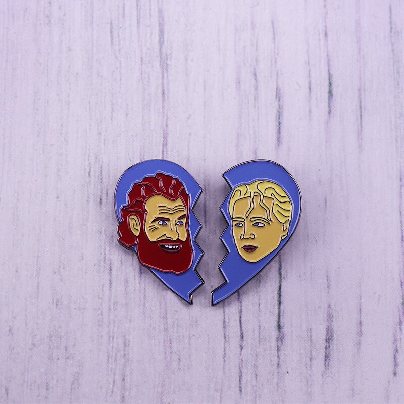 Cartoon Brienne and Tormond Love Brooch Set Fantasy Series Inspiration Badge