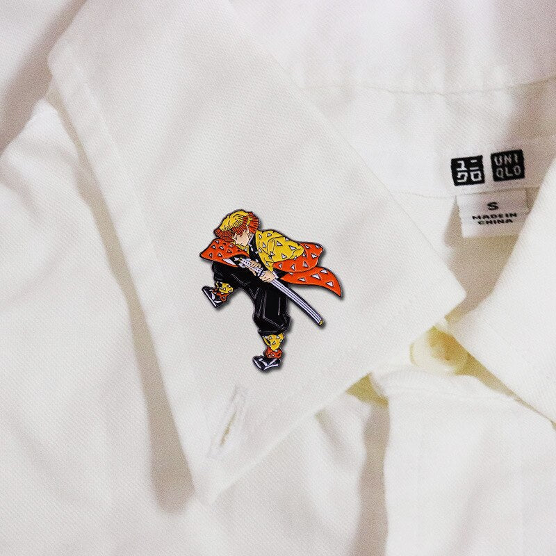 Cool Swordsman Cartoon Brooch Japanese Boy Manga Inspiration Badge