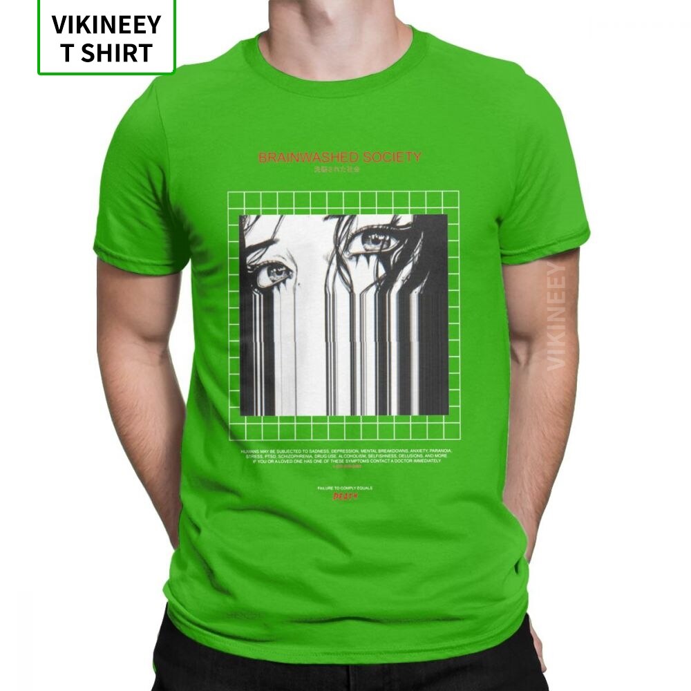 Brainwashed Society Harajuku T-Shirt Men Anime Vaporwave Japan Grunge Sad Cotton Tee Shirt Short Sleeve T Shirt Plus Size Tops