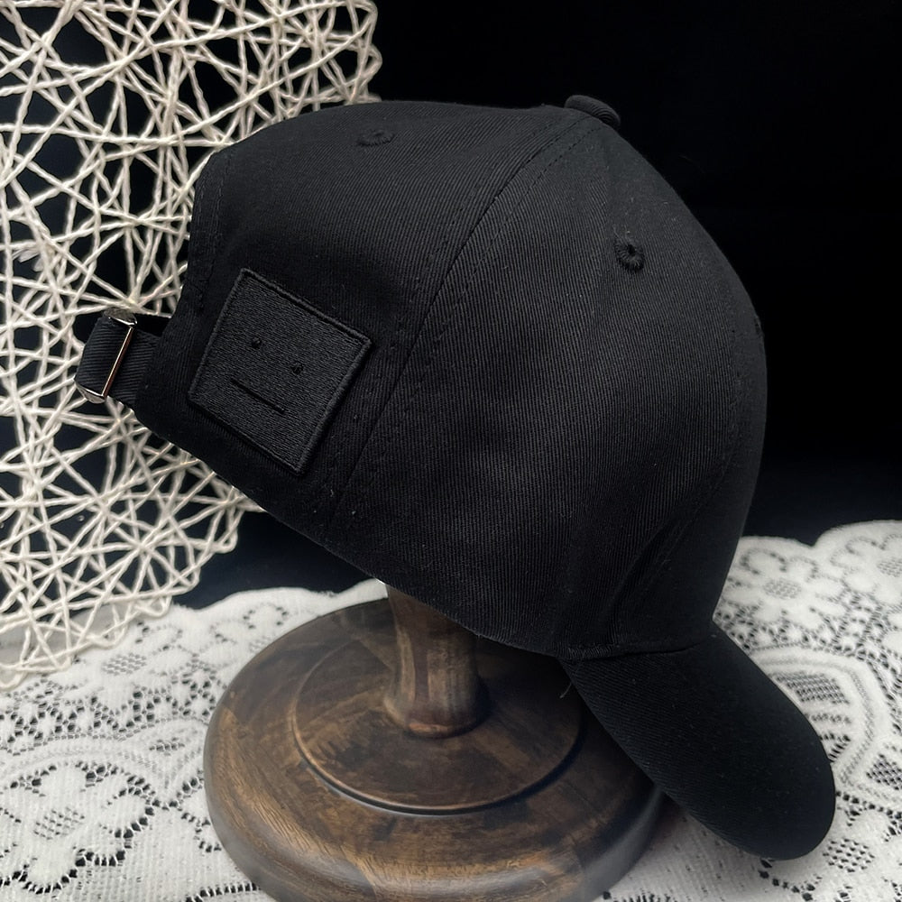 AC Studio Unisex Solid Color Smiley Baseball Cap Breathable Cotton Snapback Sun
