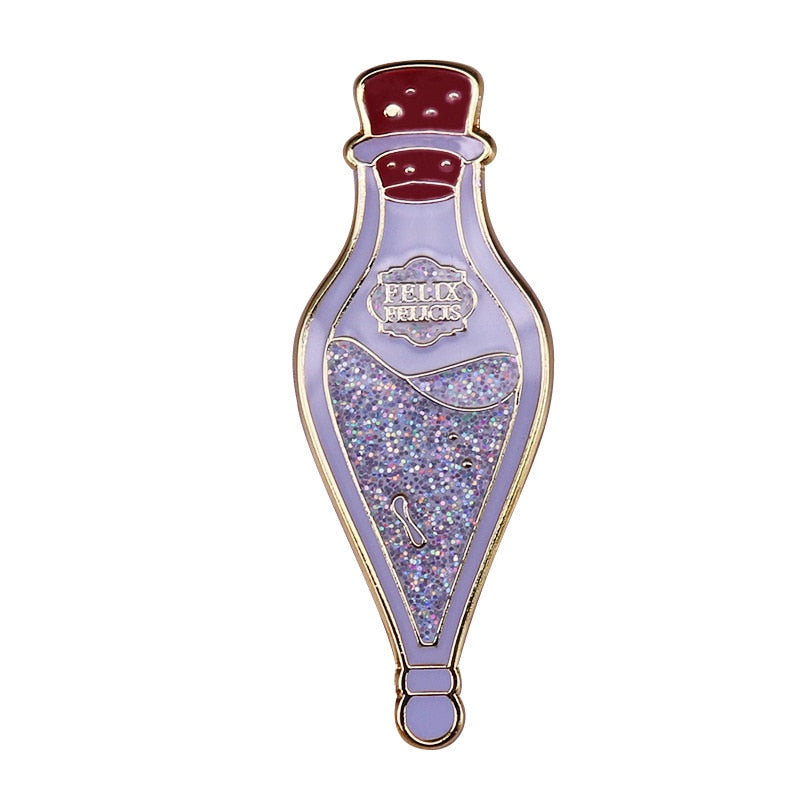 Beautiful glitter lucky elixir bottle brooch lucky badge