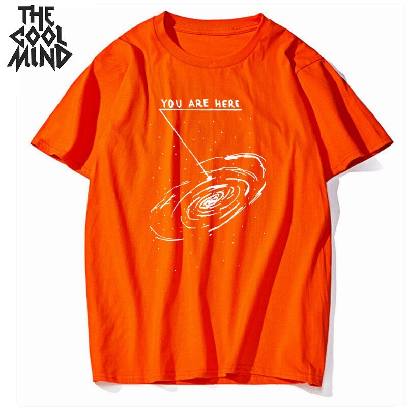 COOLMIND 100% cotton  summer loose men Tshirt cool oversized men t shirt o-neck space funny t-shirt male tee shirts