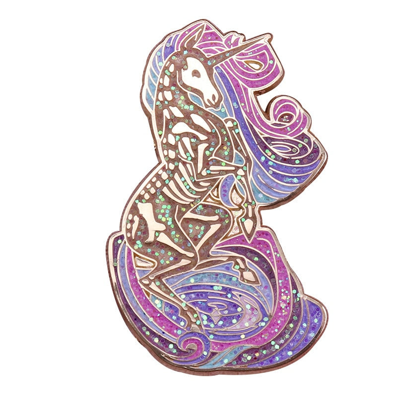 Beautiful Unicorn Pegasus Glitter Badge