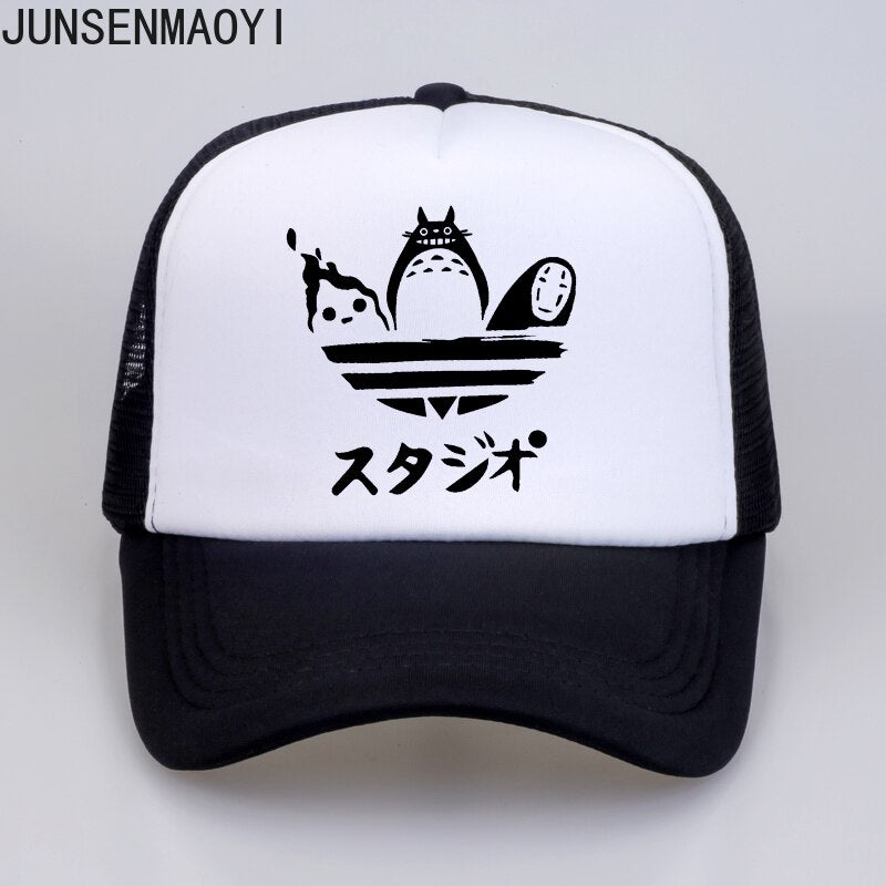 Cartoon Totoro Spirited Away Baseball Caps No Face Faceless Man snapback hats Women Anime mesh trucker cap Parent-child Sun Hat