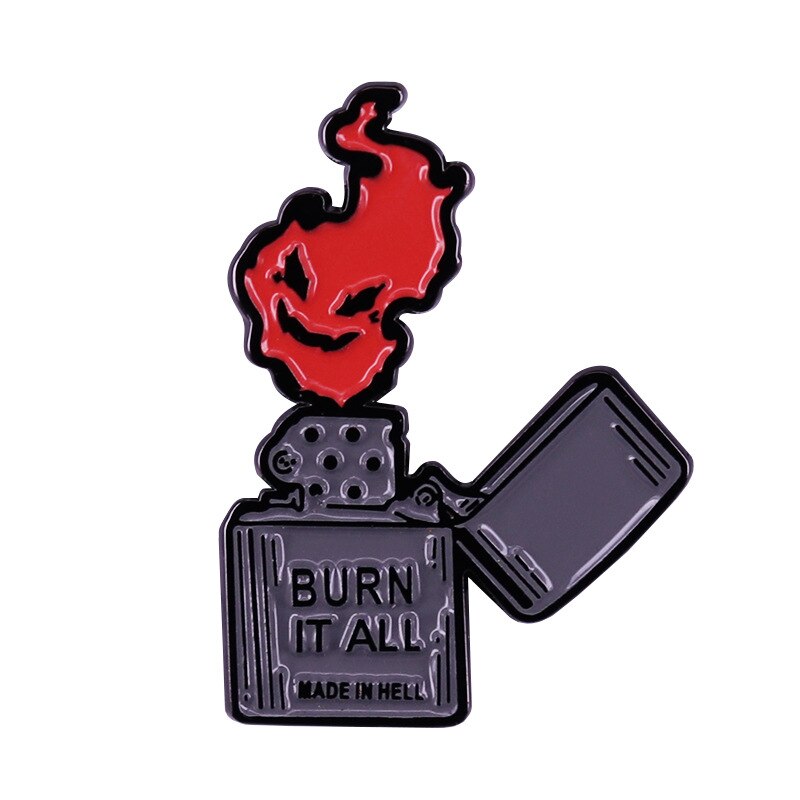 Burning all this lighter brooch demon flame badge