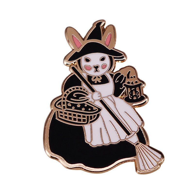 Cute bunny witch brooch cartoon halloween accessories