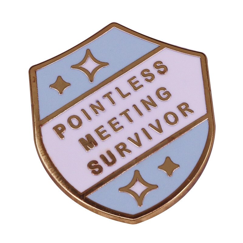 Meaningless Meeting Survivor Brooch Trendy Workplace Achievement Series Badge