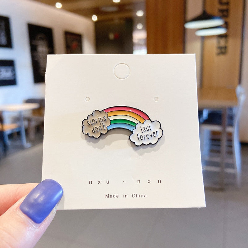 Fashion Rainbow Enamel Pin Cartoon Cute Fruits Food Animal Astronaut Brooches Lapel Badge Bag Jewelry Gift for Friends Wholesale