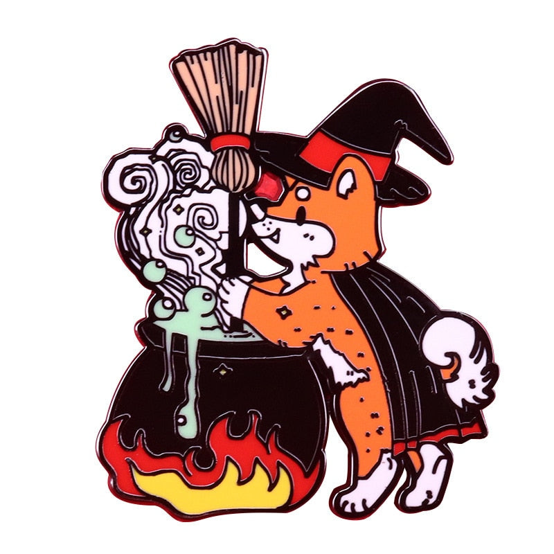 Witch Cauldron Brooch Wonderful Cartoon Animal Badge