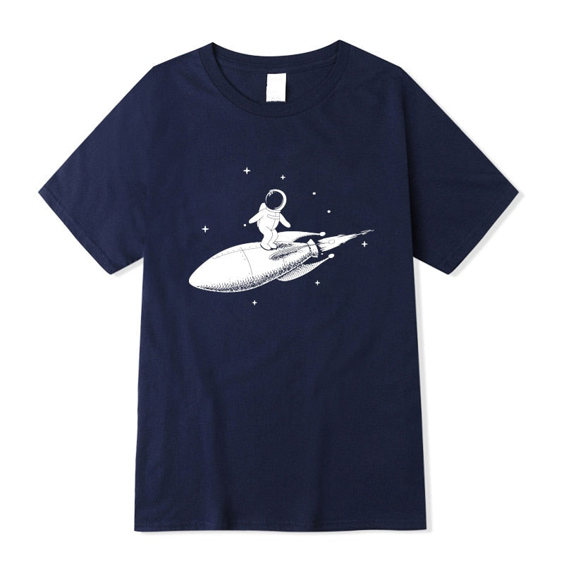 Men high quality tshirt 100% cotton short sleeve Funny space trip print men Tshirt casual o-neck loose t-shirt men tee shirts