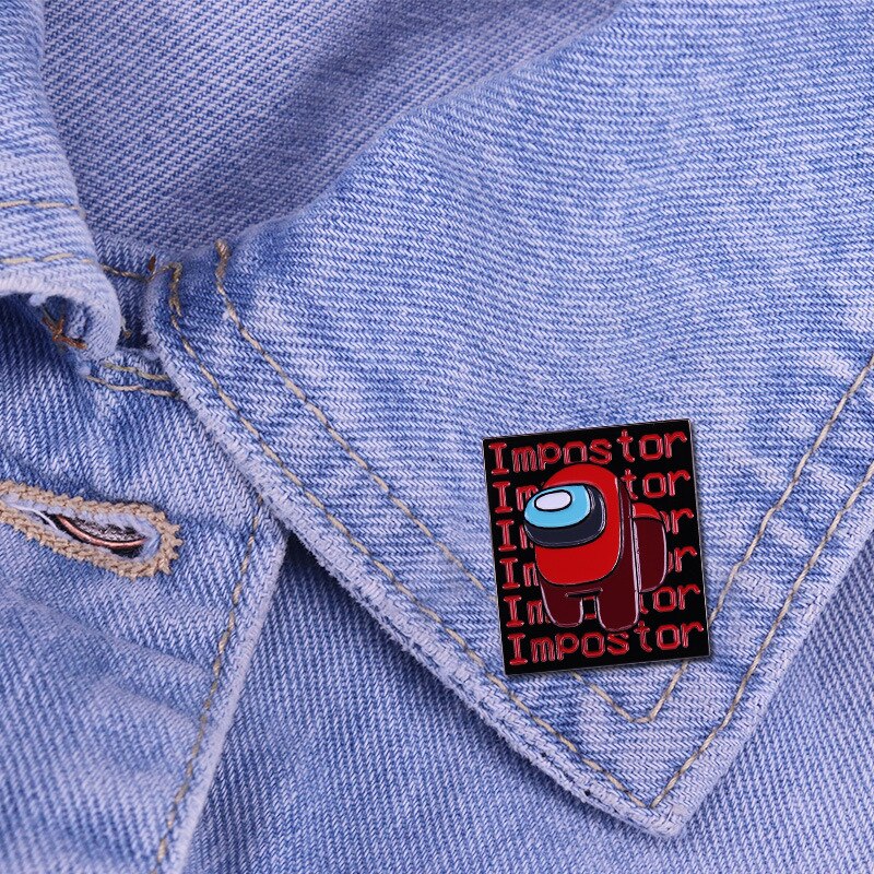 Among Us casual strategy game inspiration brooch red role crew or inner ghost badge