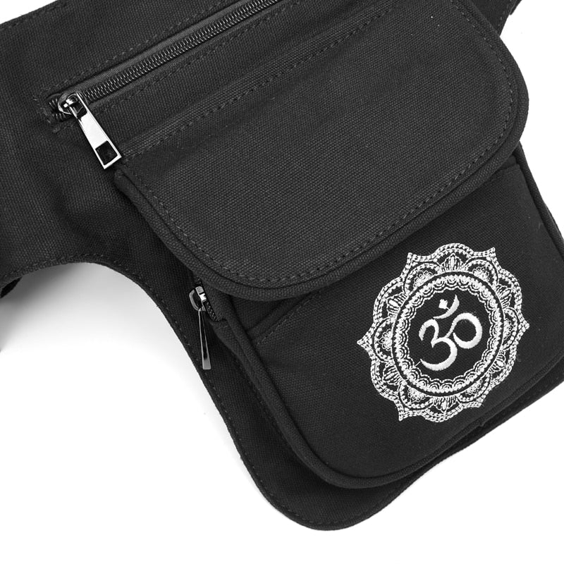 Annmouler Women Fanny Pack Large Capacity Waist Bag Bohemian Hip Bag Embroidery