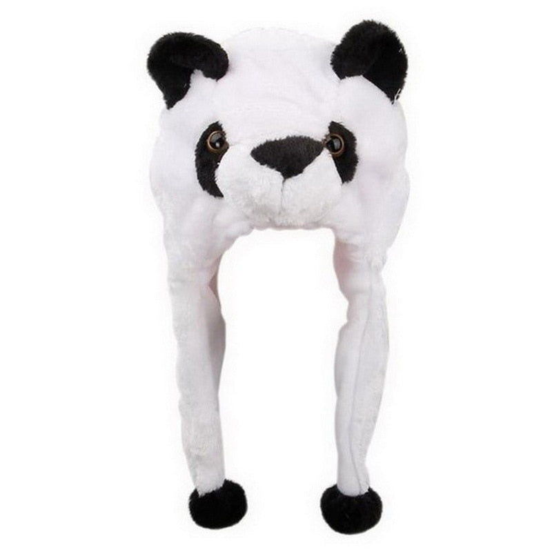 Adult Kids Winter Cute Plush Animal Character Beanie Hat with Pom Pom Ends Long