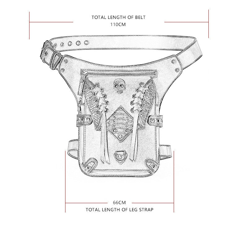 2021 Rock Men Leg Bags Steampunk Gothic Pack Retro Black Leather Waist Bag for Women Crossbody Messenger Phone Case Street Pouch