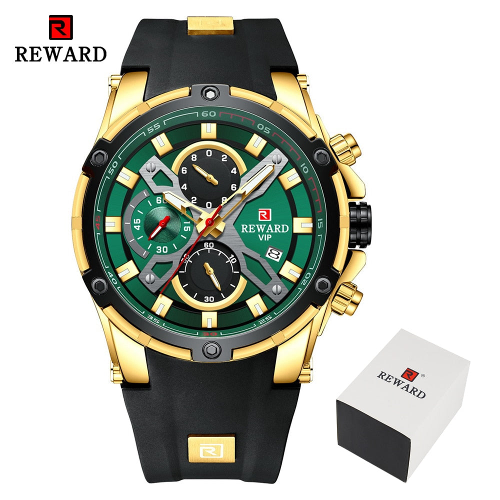 2022 New REWARD Mens Watches Blue Waterproof Top Brand Luxury Chronograph Sport Watch Quartz Men Wristwatch Relogio Masculino