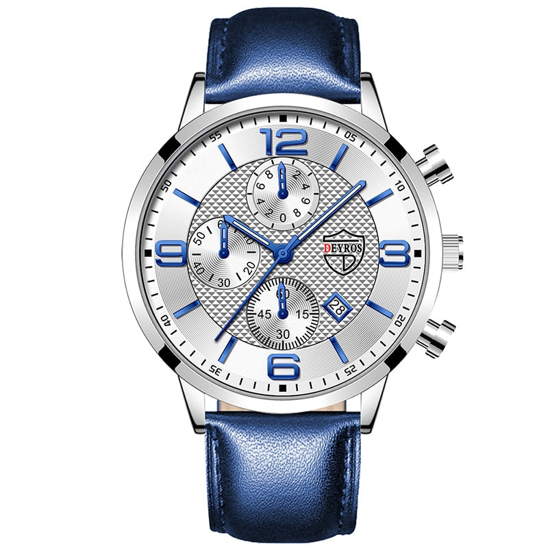 Fashion Brand Men's Watches Luxury Men Leather Quartz WristWatch  Leather Bracelet Watch Sports Casual Male Luminous Clock