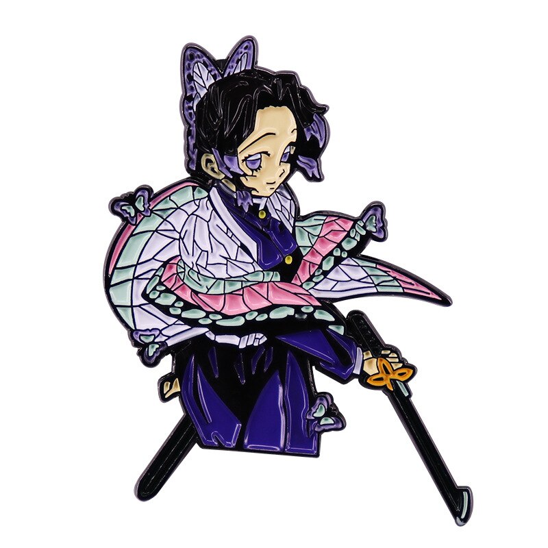 Demon Slayer Blade Female Swordsman Butterfly endure Elegant and gentle butterfly girl badge with brooch