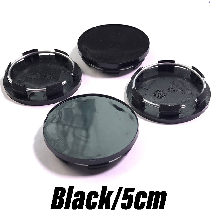 Wooeight 4Pcs 50.5mm Black Wheel Center Modification Caps Hubs Covers Emblem For VW Audi Ford Toyota Nissan Kia Auto Cars