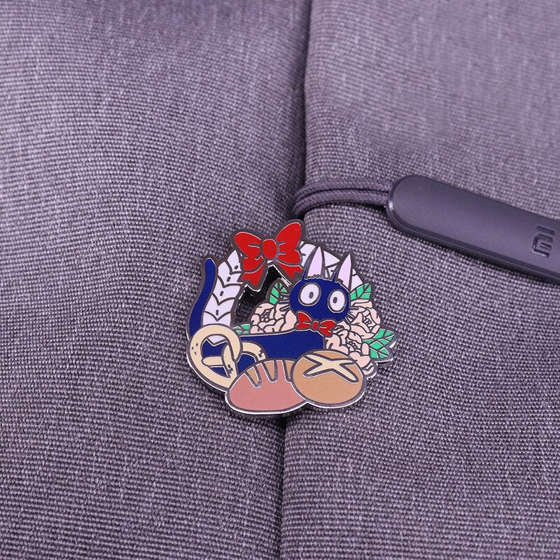 Cute Witch Cat Gigi Brooch Japanese Animation Movie Inspiration Badge